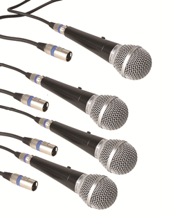 Set of 4 Microphones, Stands, Leads and Bags For Speech & Vocals
